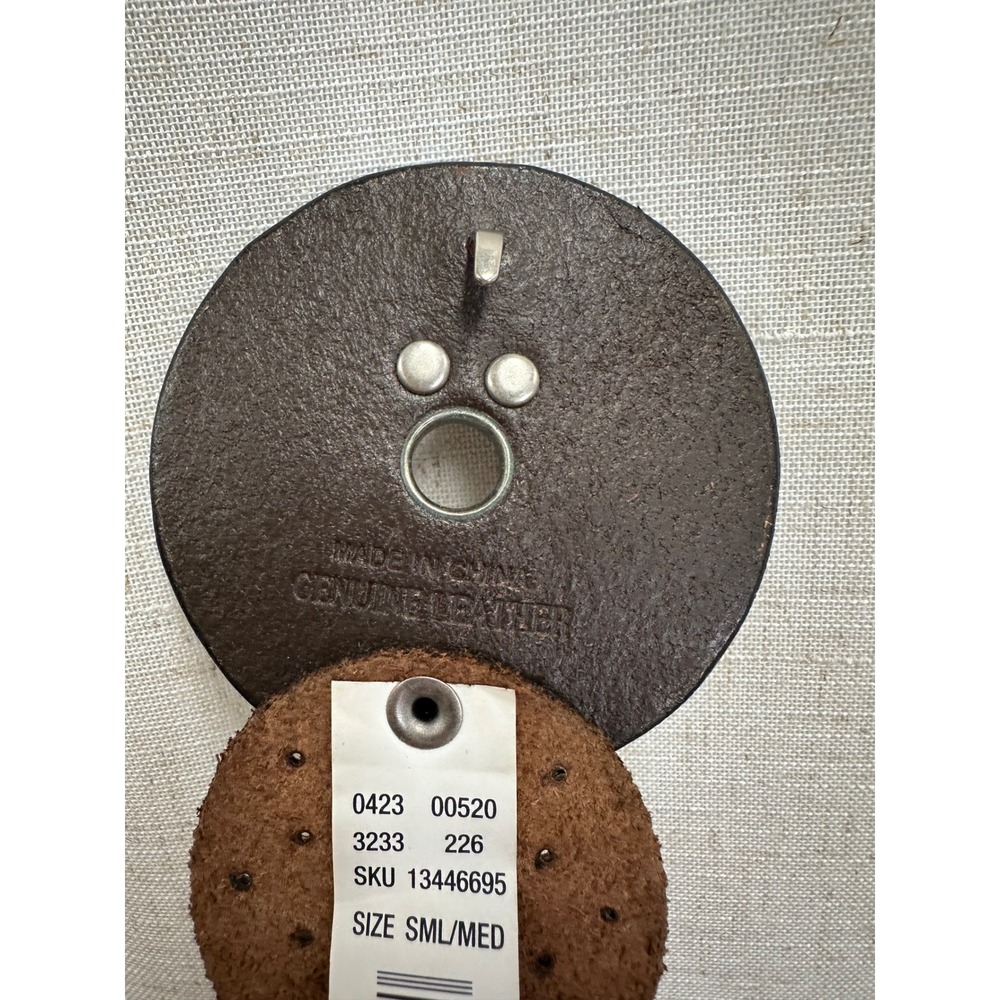 Western boho leather Disc Concho Belt‎ Brown silver grommets SML/MED adjustable - Picture 3 of 16